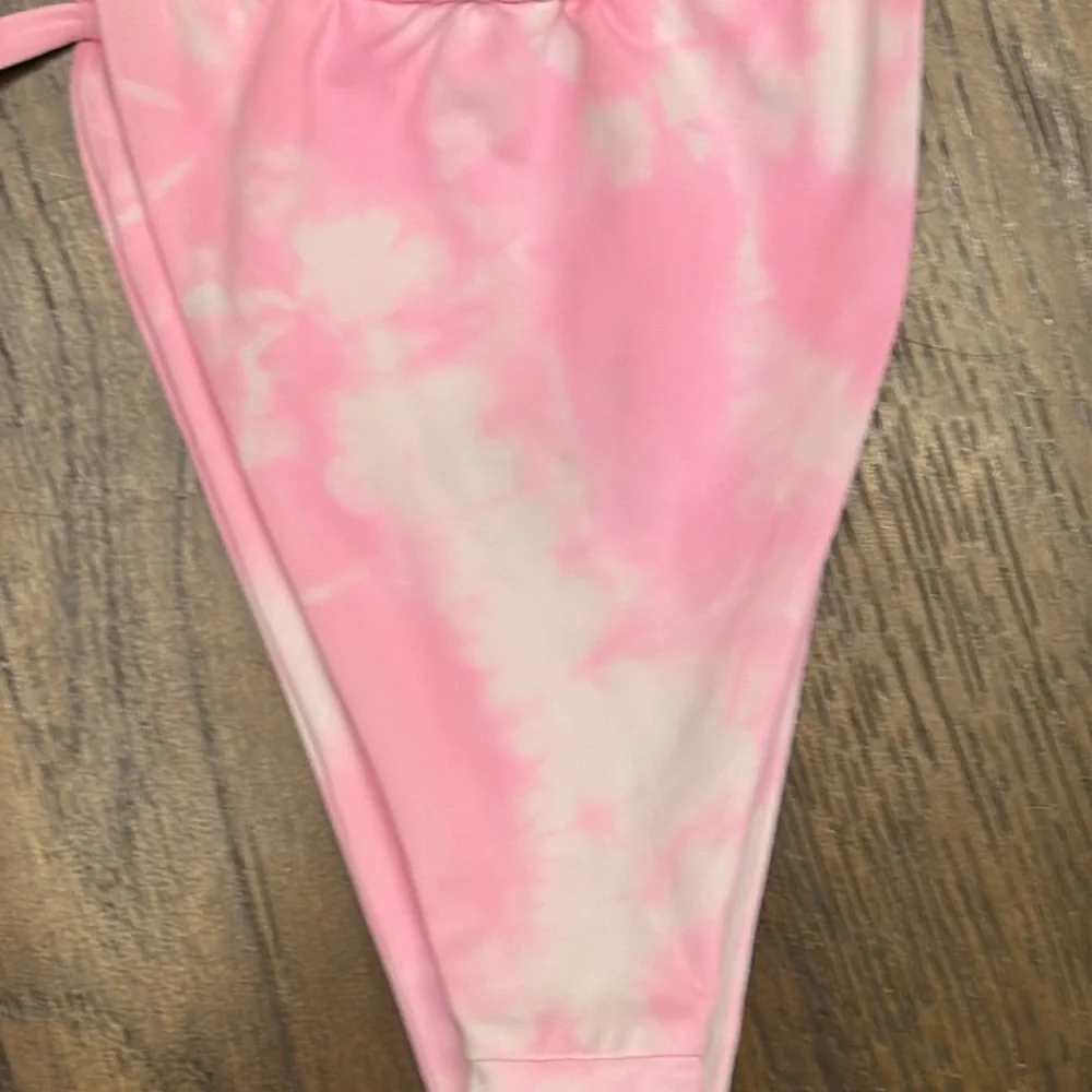 Frankie’s Bikini - Tia Pink & White Tie-Dye Bikini Bottoms - Size: Medium